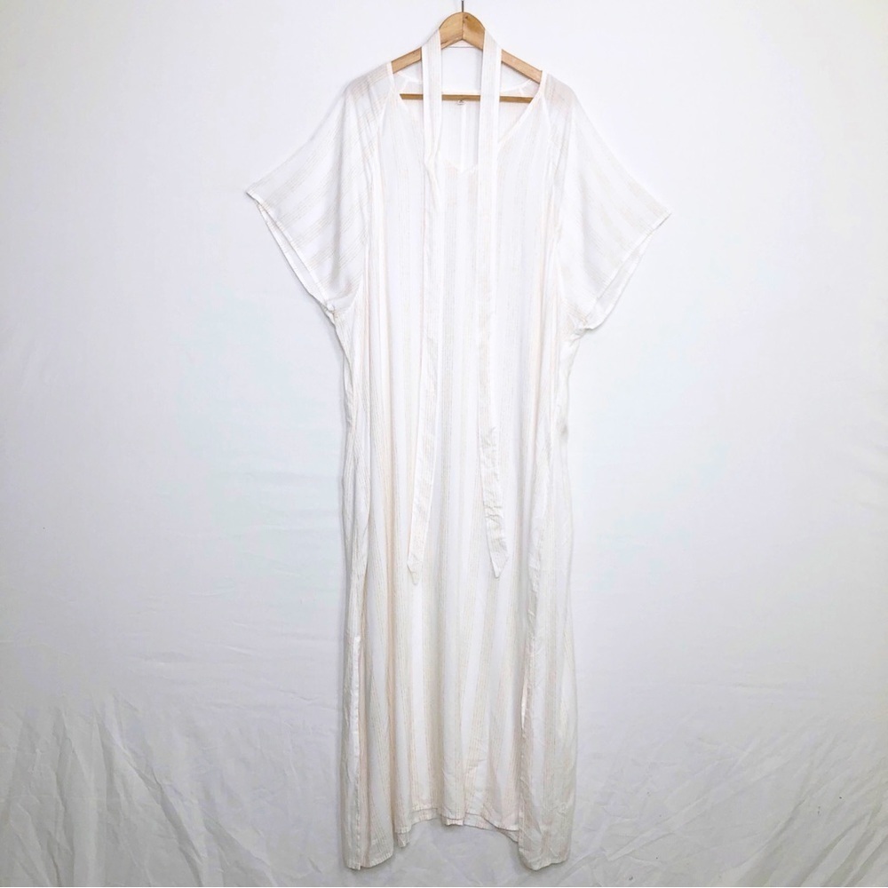 SummerSalt cream & tan graphic pinstripe caftan - Picture 13 of 13